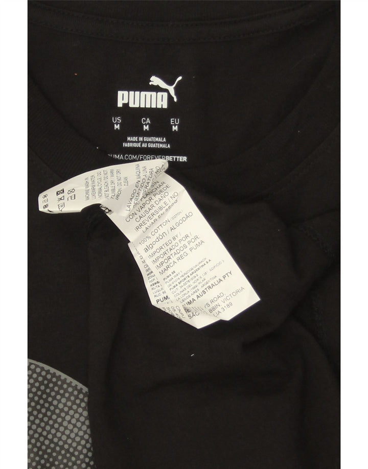PUMA Grafisk T-shirt til mænd, medium sort bomuld