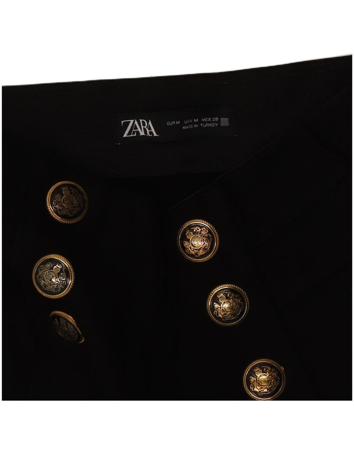 Zara Dame Slim Cropped Trousers Medium W28 L25 Sort