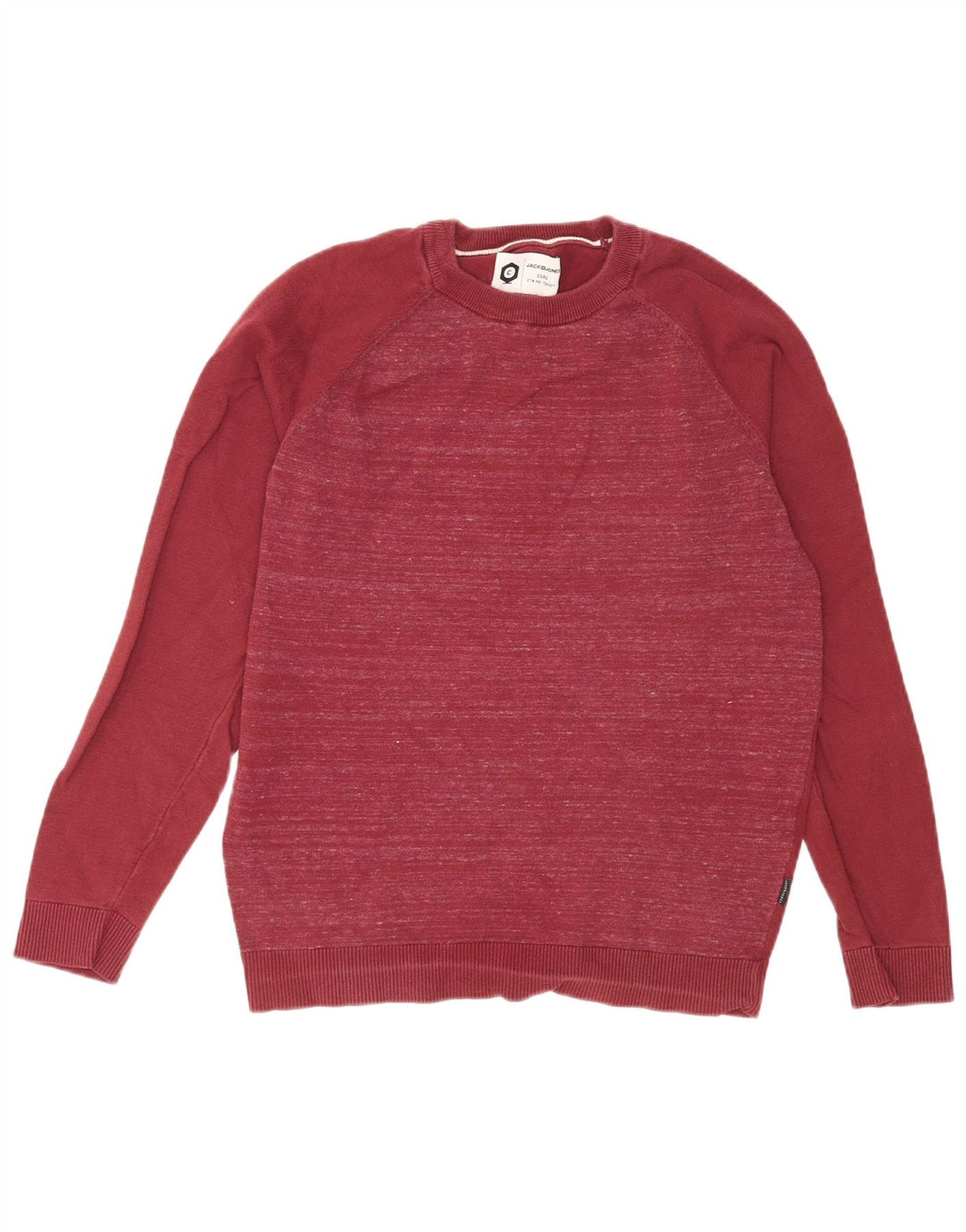 Jack & Jones Herre sweater med rund hals, medium rød flækket bomuld