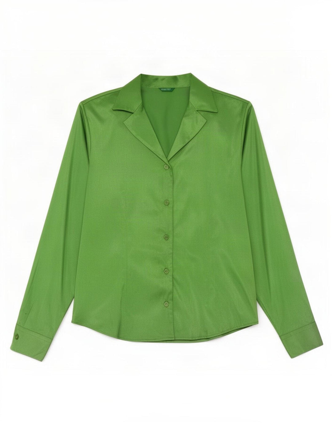 Benetton Dame Skjorte Bluse IT 42 Medium Green Polyester
