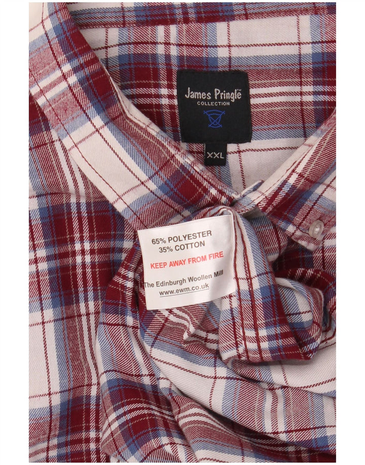JAMES PRINGLE Herre flannelskjorte 2XL Burgund ternet polyester