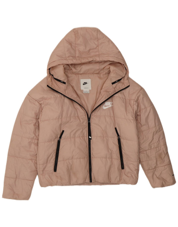 Nike Dame Therma-Fit grafisk, polstret hættejakke UK 14 Medium Pink