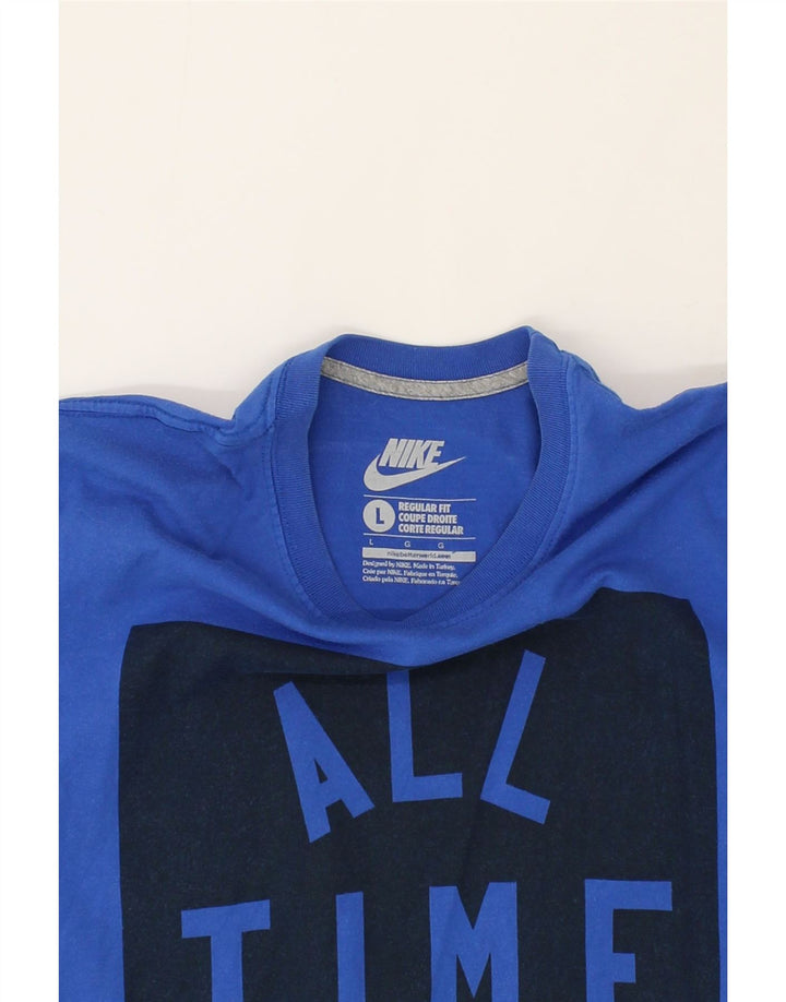 NIKE Mens Regular Fit Graphic T-Shirt Top Large Blue Vintage Nike and Second-Hand Nike from Messina Hembry 