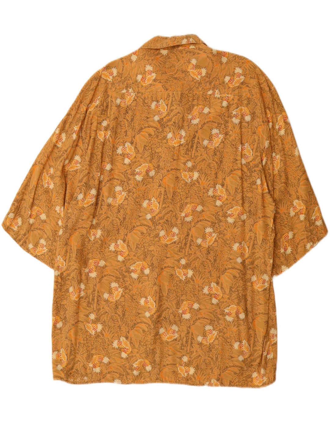 Vintage kortærmet skjorte til mænd Large Yellow Floral