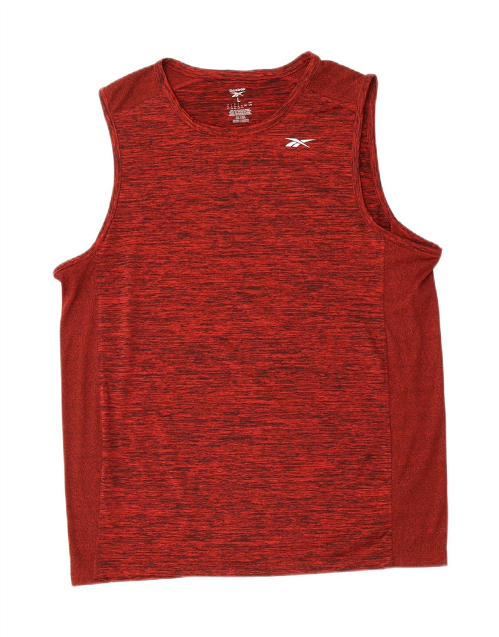 REEBOK Womens Oversized Vest Top UK 14/16 Large Red Flecked Polyester