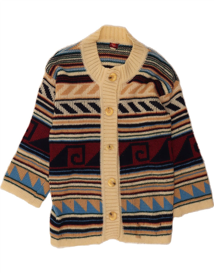 VINTAGE Womens Cardigan Sweater UK 14 Medium Multicoloured Fair Isle Vintage Vintage and Second-Hand Vintage from Messina Hembry 