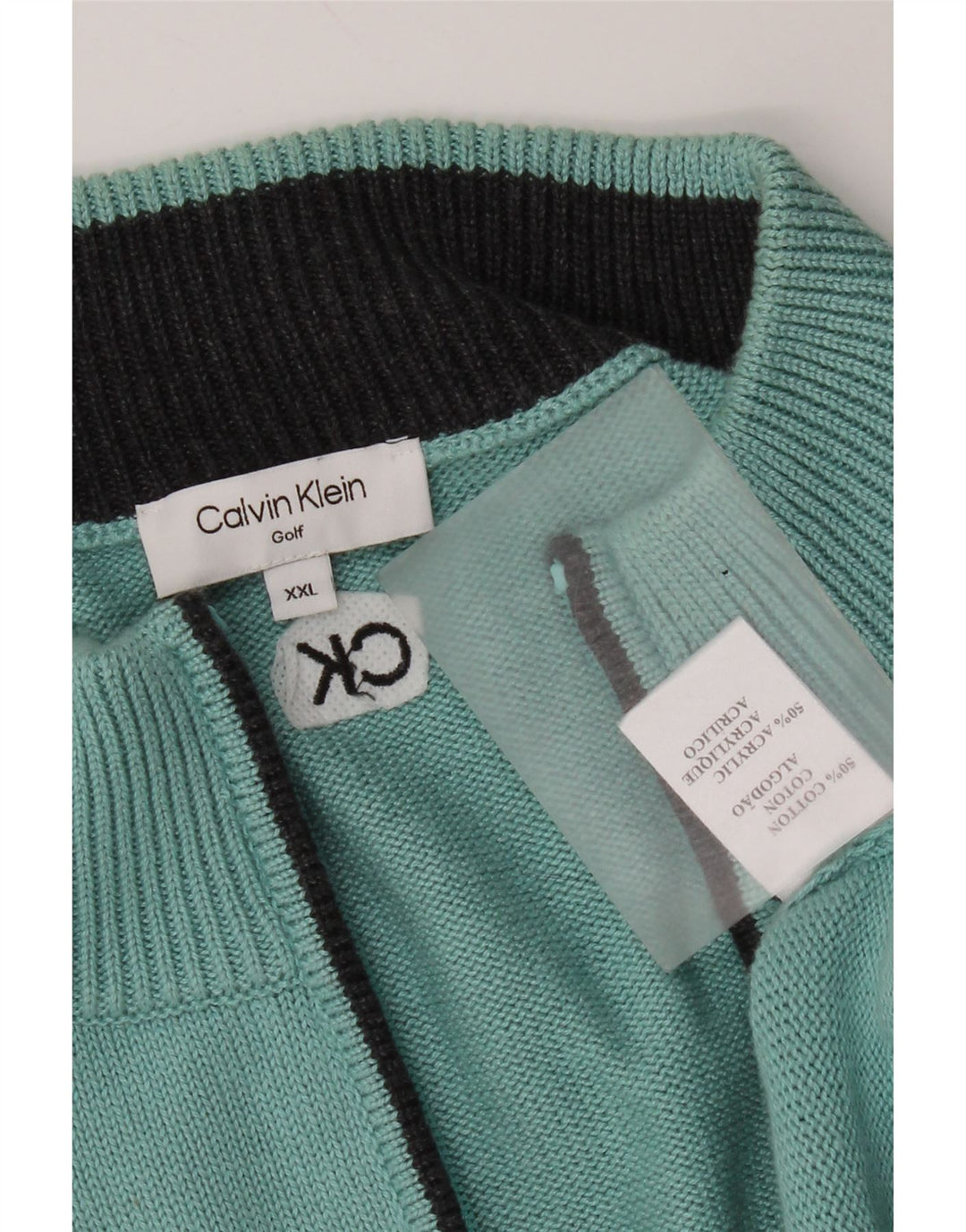 Calvin Klein Herre Zip Neck Jumper Sweater 2XL Blå Bomuld
