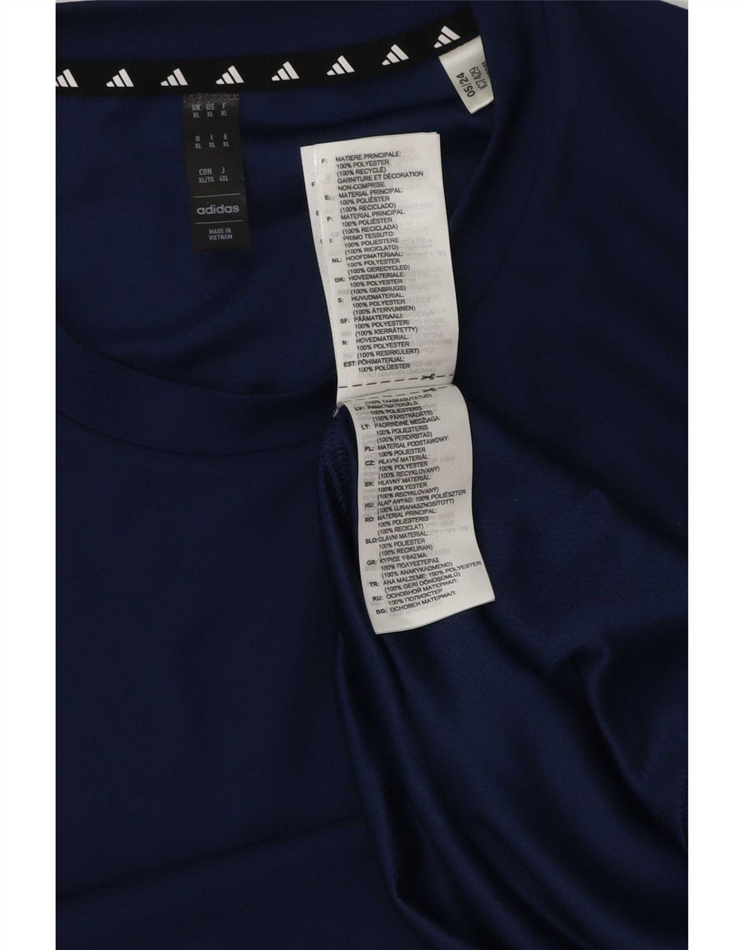 Adidas Herre Aeroready T-Shirt Top XL Navy Blue Polyester