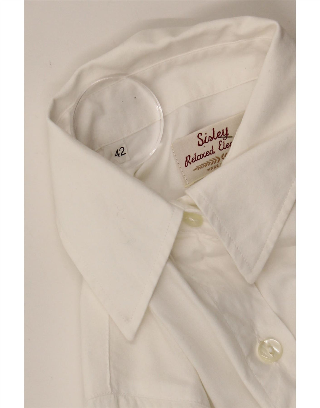 SISLEY Womens Relaxed Elegance Shirt IT 42 Medium White Vintage Sisley and Second-Hand Sisley from Messina Hembry 