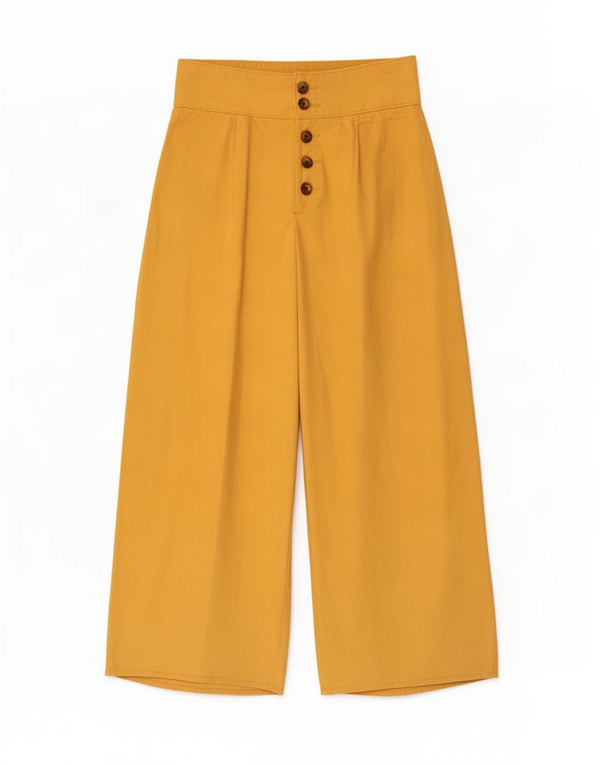Hollister Womens High Waist Wide Leg Capri Trousers Small W26 L22 Yellow