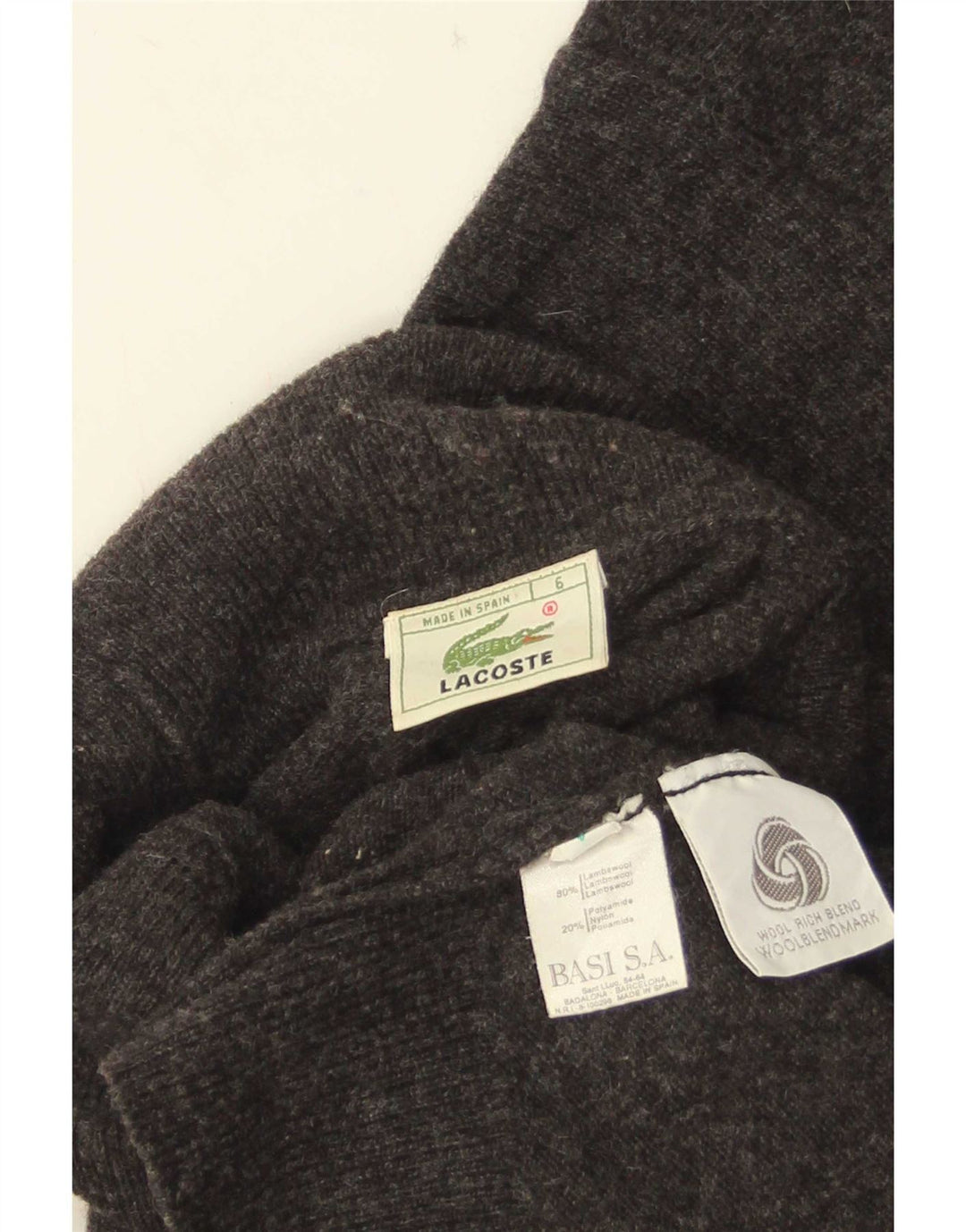Lacoste Herre Rullehalstrøje Str. 6 XL Grå lammeuld