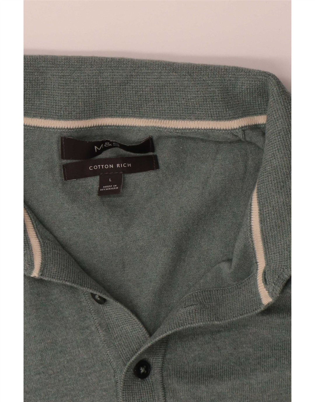 Marks & Spencer Herre Polo Neck Jumper Sweater Stor Grøn Bomuld