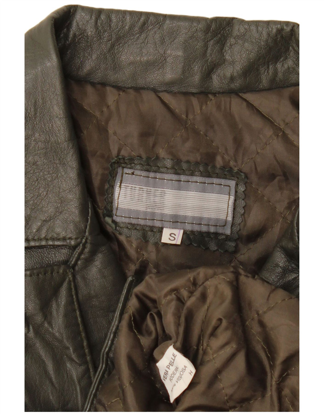 Vintage læderjakke til kvinder UK 10 Small Khaki Læder