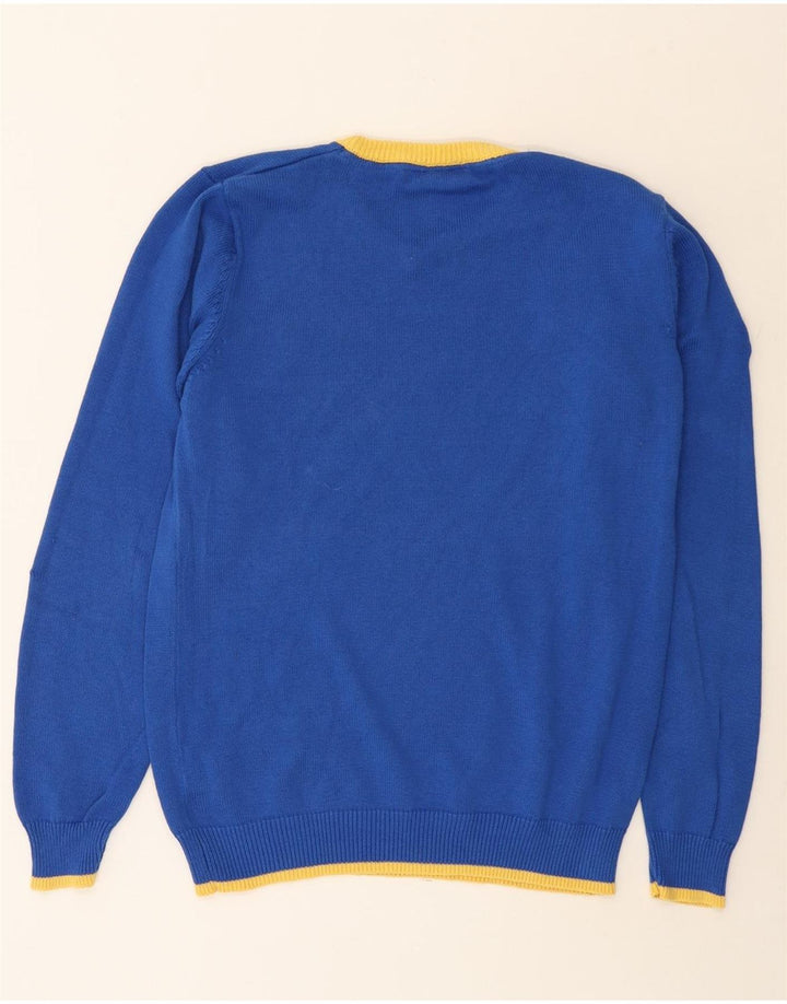 NEBULUS Herre grafisk V-hals sweater Stor blå bomuld