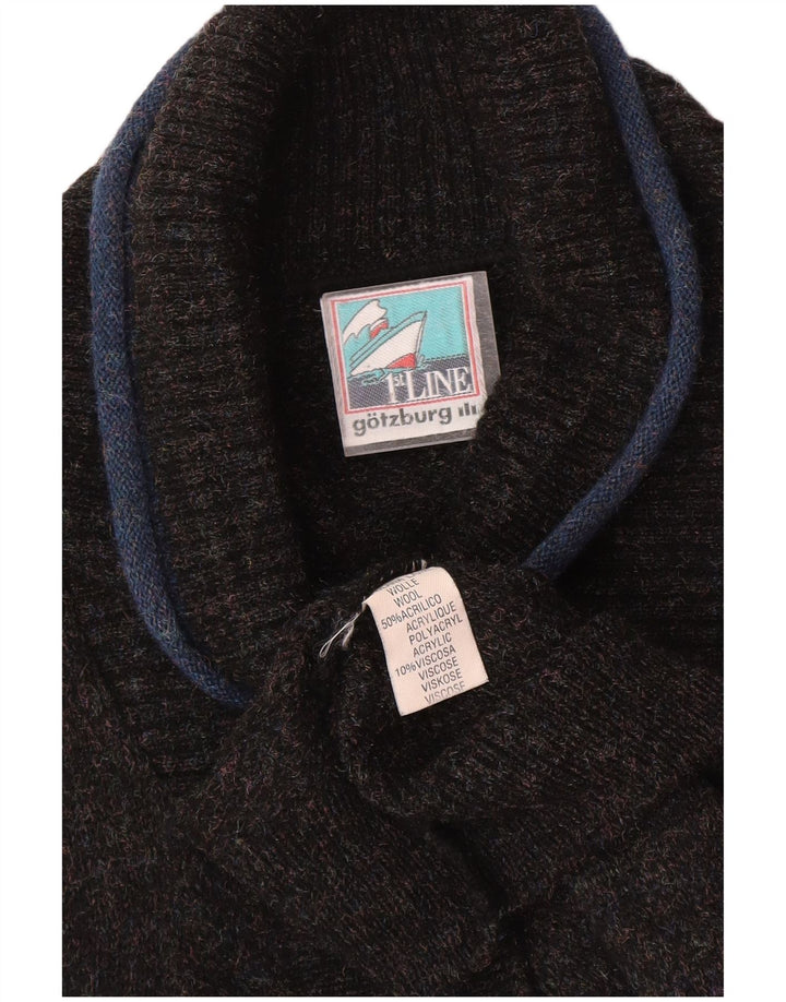 Vintage herre sjal hals sweater mellem marineblå uld