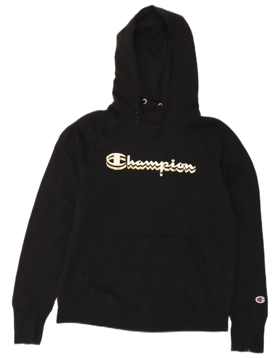 Champion Graphic Hoodie Jumper UK 14 Medium Sort Polyester