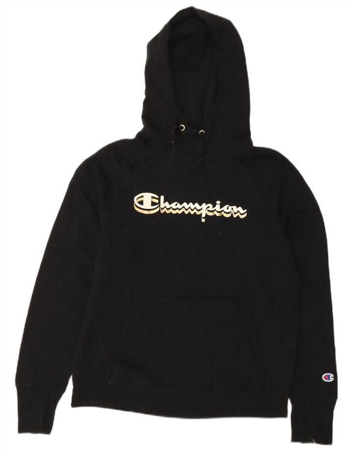 Champion Graphic Hoodie Jumper UK 14 Medium Sort Polyester