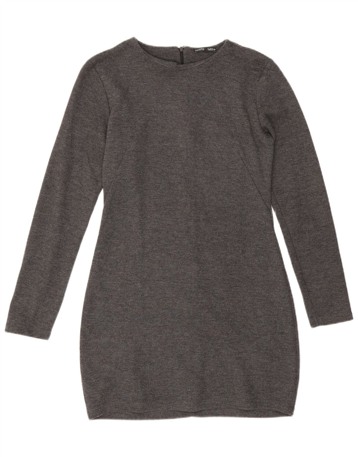 Zara Dame Langærmet Jumper Kjole UK 12 Medium Grå