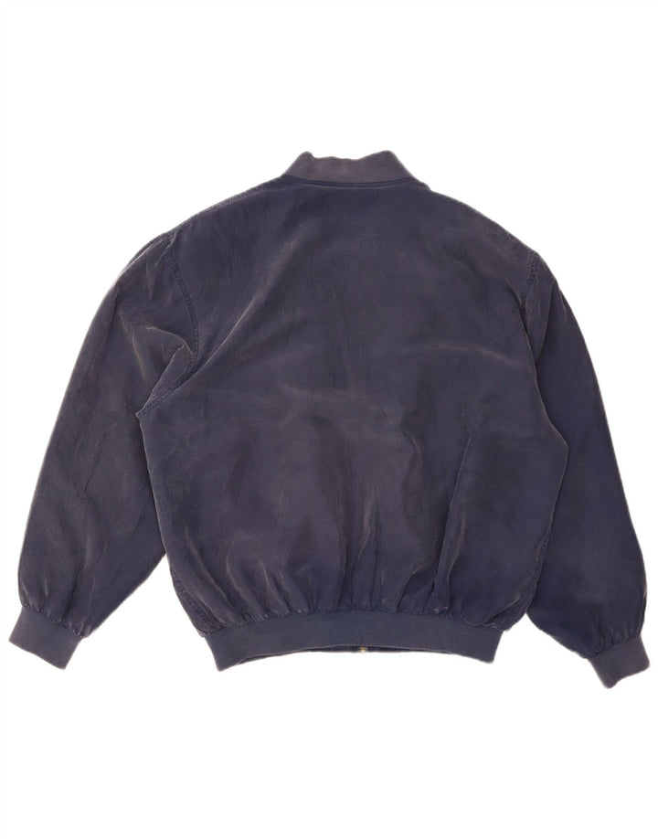 Whitby Herre Bomber Jacket UK 42 XL Navy Blue Silke
