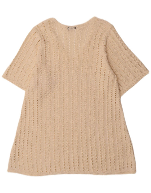 Zara kortærmet hæklet trøjekjole til kvinder UK 14 Medium Off White