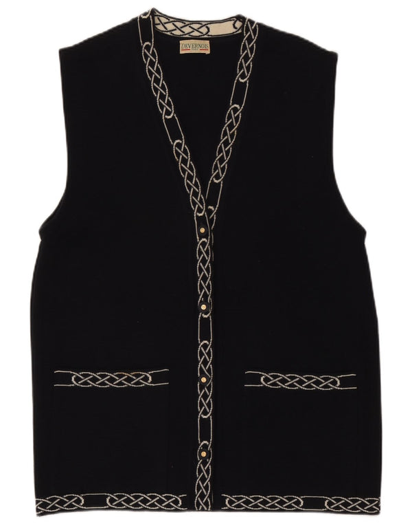 Devernois Paris Dame Cardigan Sweater UK 16 Large Navy Blue Geometric