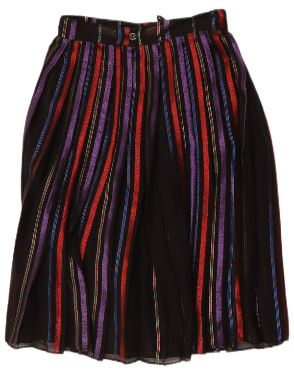 Vintage kvinders højtaljede A-linje nederdel IT 44 Medium W26 Sort stribet