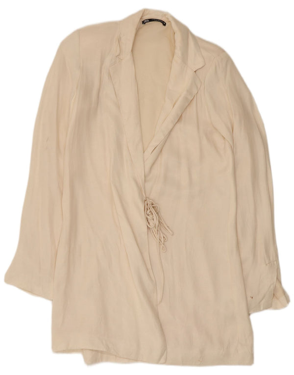 Zara Dame Overfrakke UK 6 XS Off White Viscose