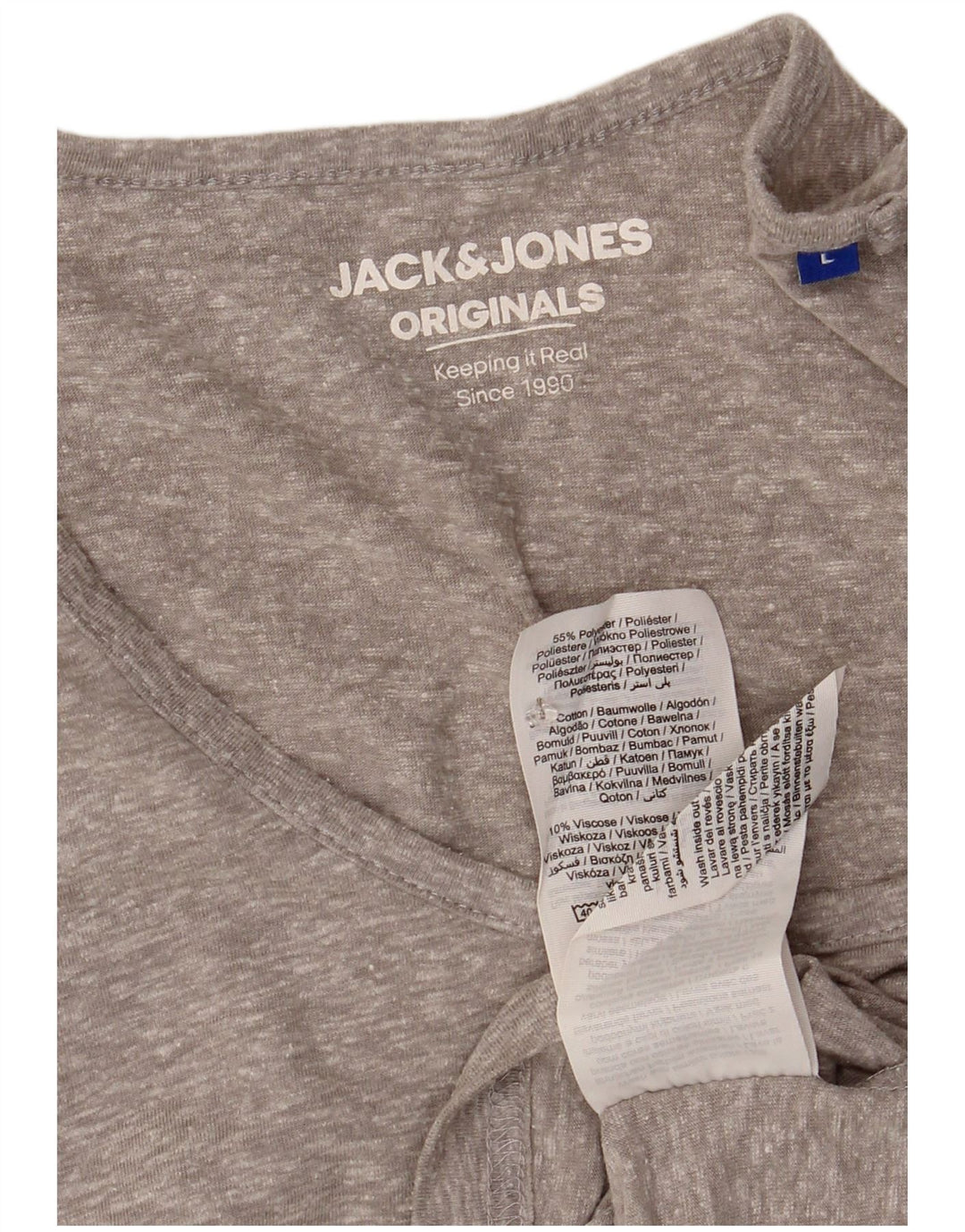 Jack & Jones Herre T-Shirt Top Stor grå Flecked Polyester