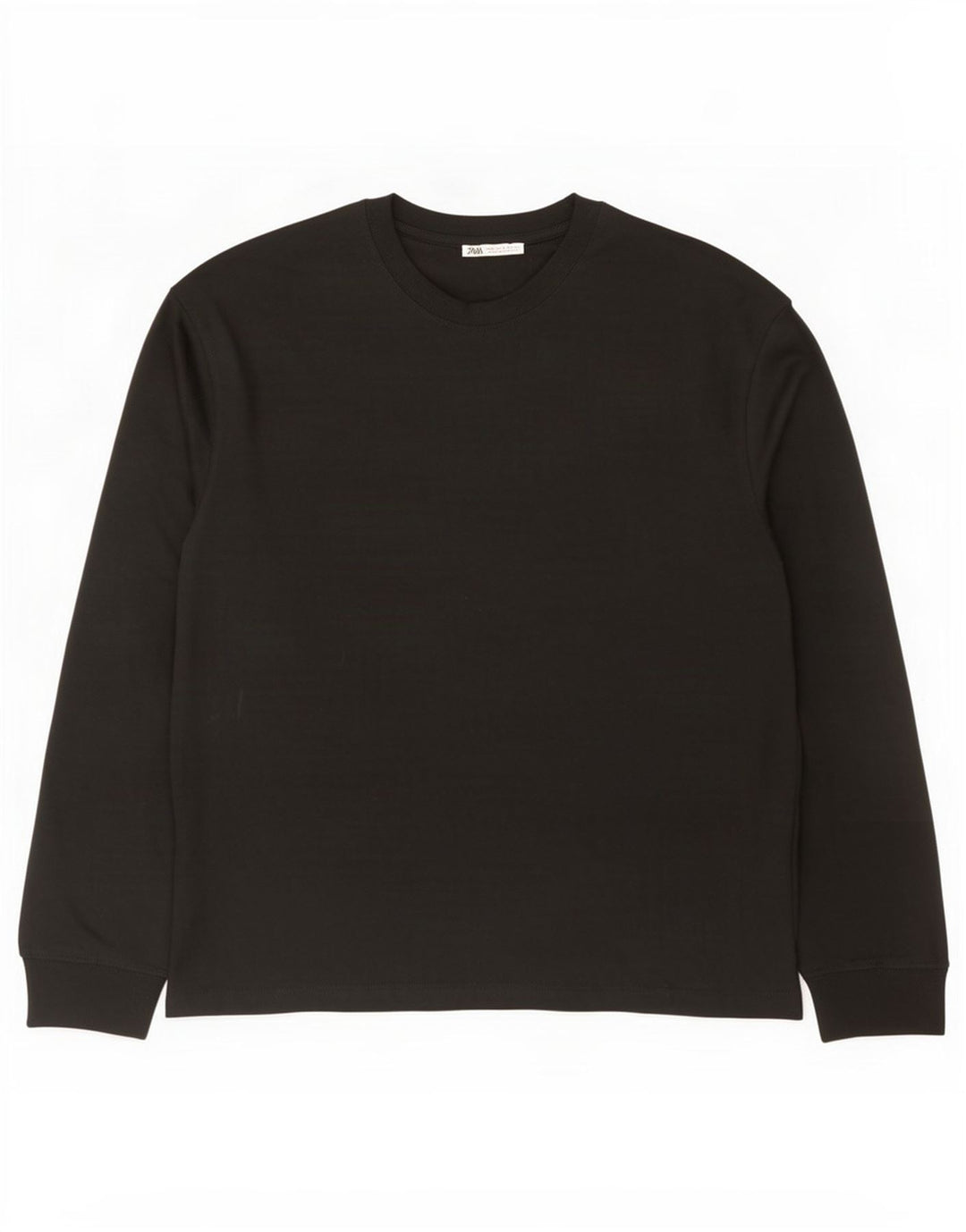 Zara Herre Top Langærmet Medium Sort Bomuld