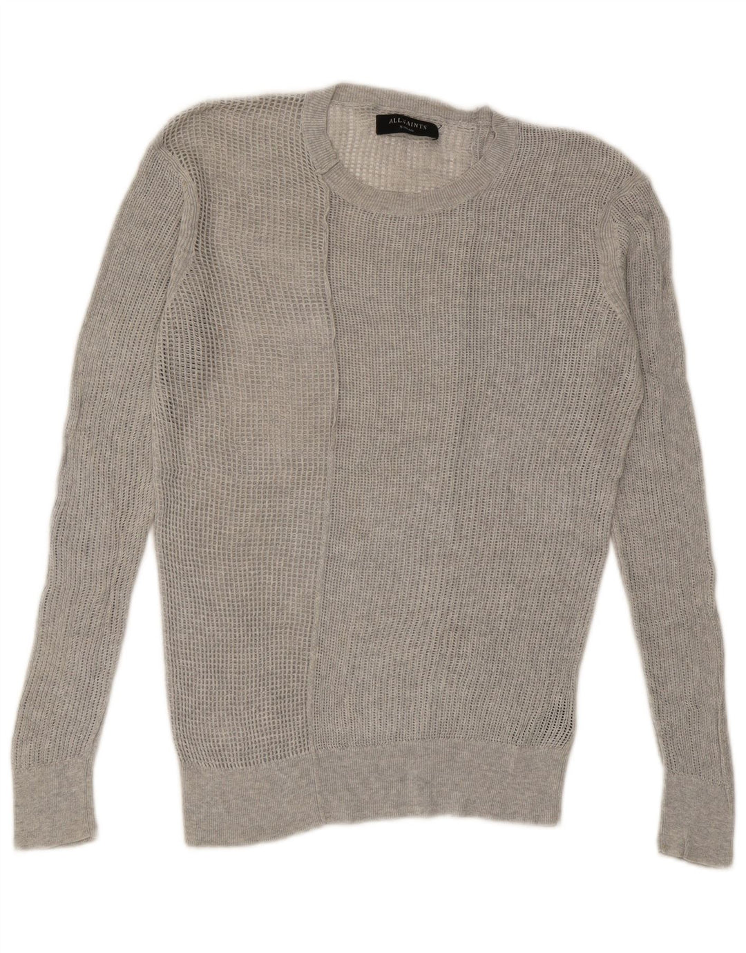 ALL SAINTS Herre Se Through Crew Neck sweater XS Grå Bomuld
