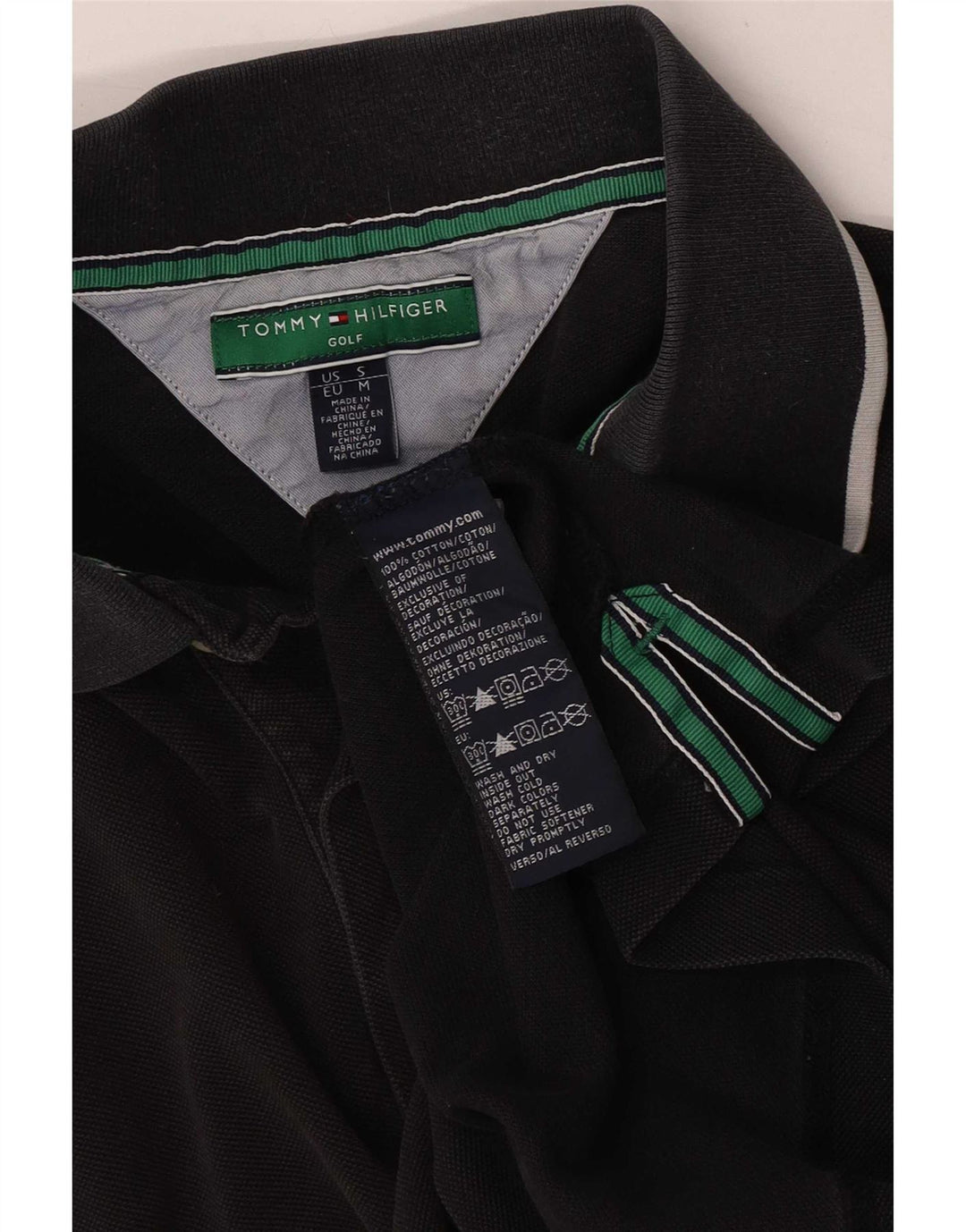 Tommy Hilfiger herre poloshirt Medium sort stribet bomuld