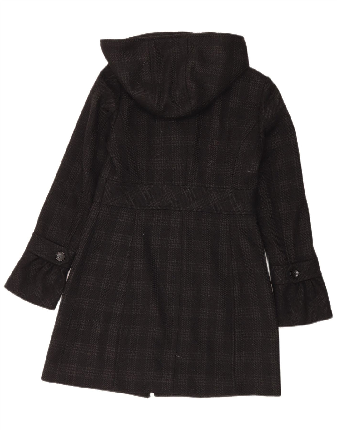 Esprit Dame hætteoverfrakke UK 10 Small Black Houndstooth Polyester