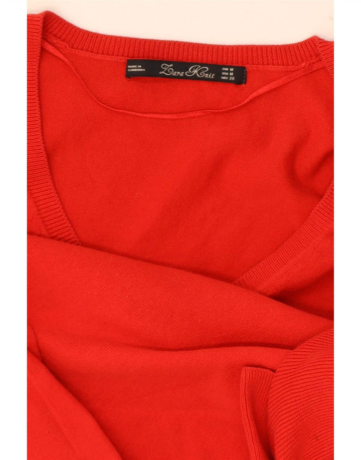 Zara Dame V-hals sweater UK 12 Medium Rød