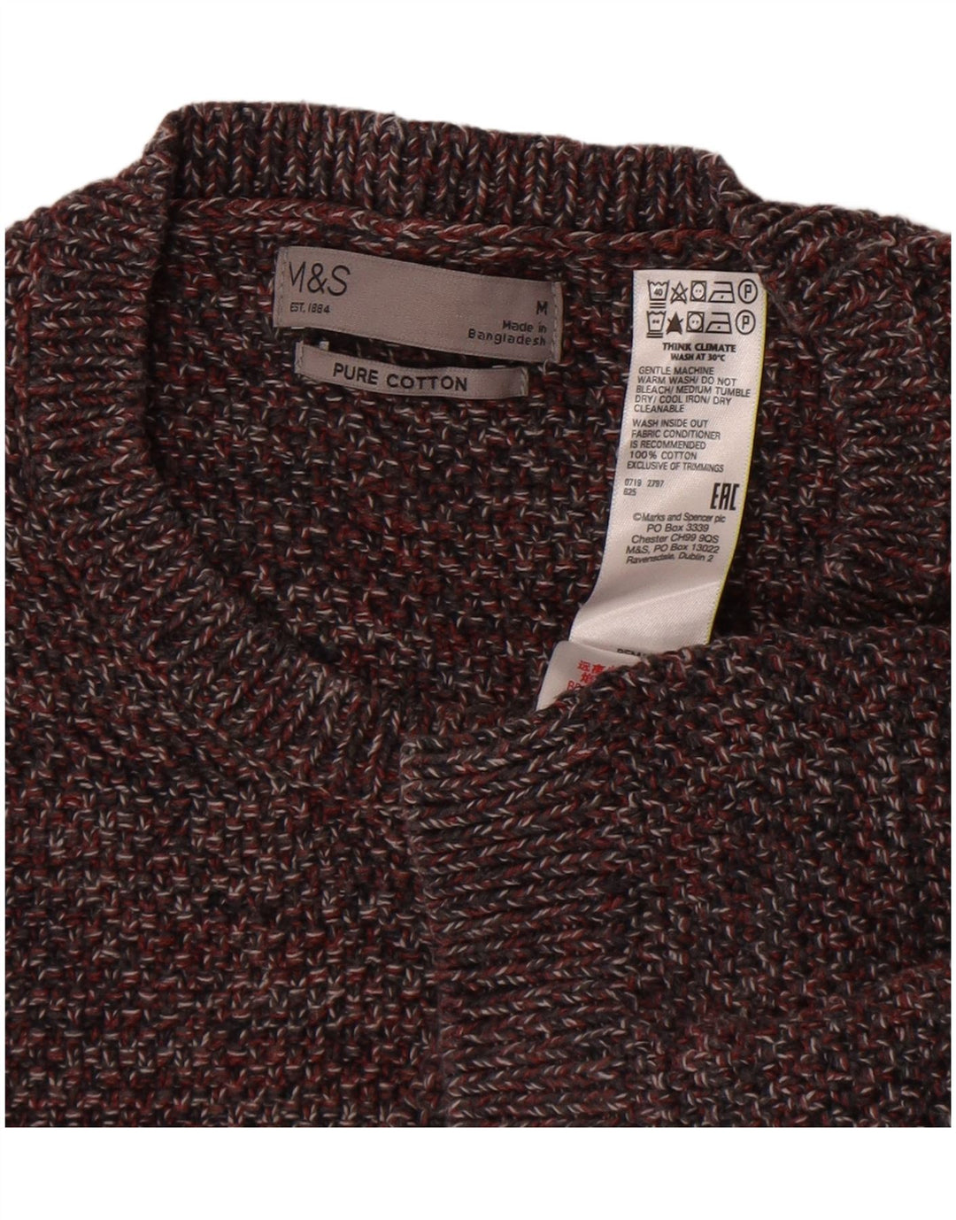 Marks & Spencer Herre sweater med rund hals, medium brun flækket