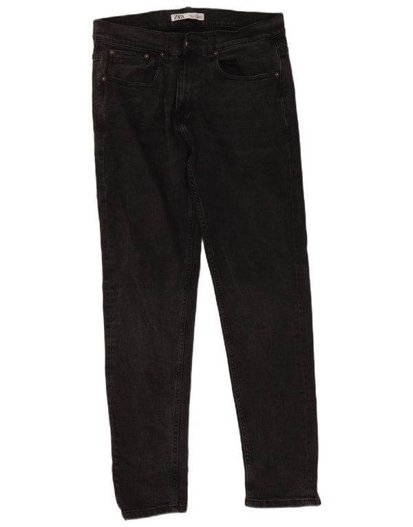 Zara Herre Slim Jeans EU 42 Large W32 L30 Sort Bomuld