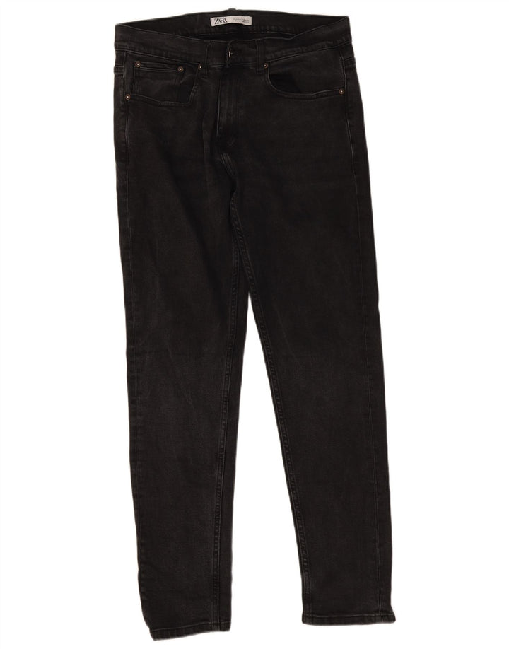 Zara Herre Slim Jeans EU 42 Large W32 L30 Sort Bomuld