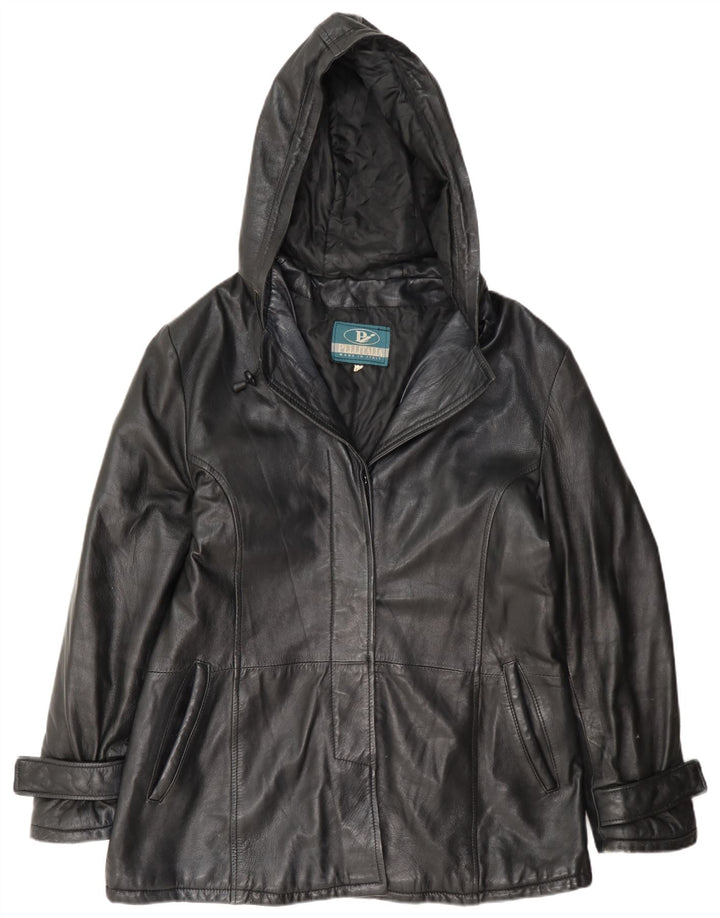 Pellitalia Dame Hætte Læderjakke UK 18 XL Sort
