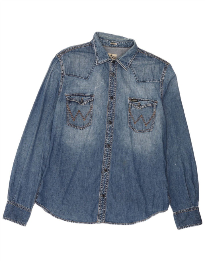 Wrangler Herre Regular Fit denimskjorte XL blå bomuld