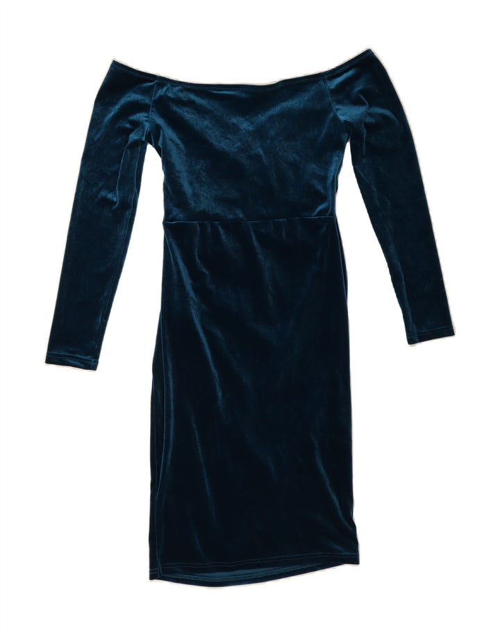 SHEIN Womens Long Sleeve Off Shoulder Dress US 6  Medium Blue Elastane Vintage Shein and Second-Hand Shein from Messina Hembry 