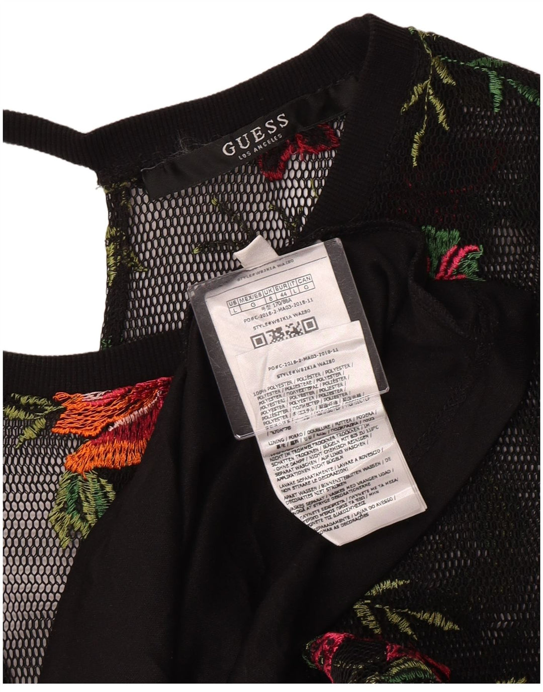 Guess Womens See Through A-Line Dress UK 8 Small Black Floral Polyester