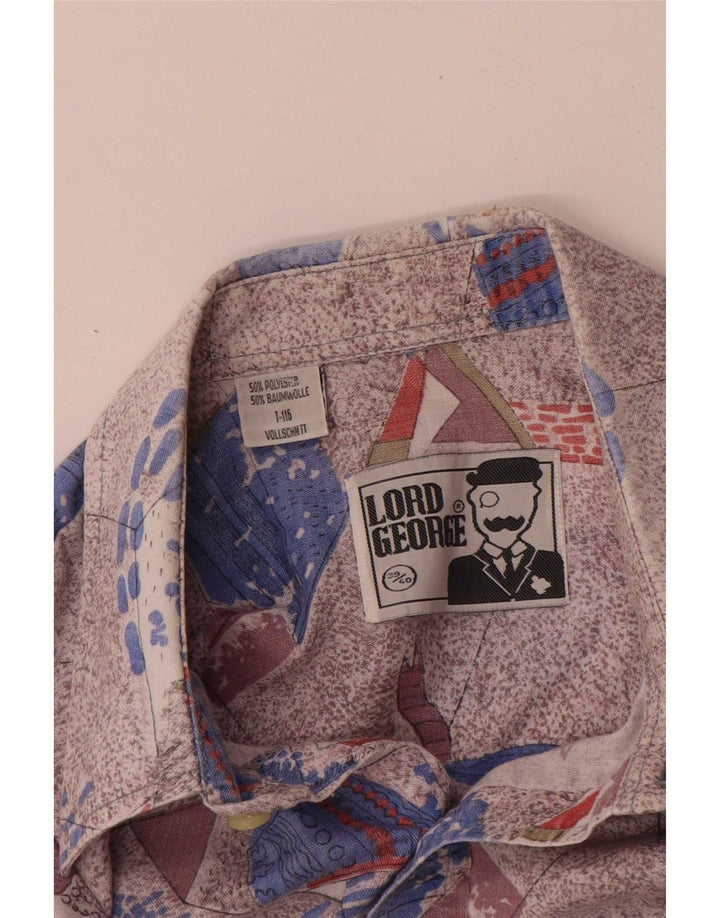 Vintage herre abstrakt mønster skjorte størrelse 39/40 Medium flerfarvet