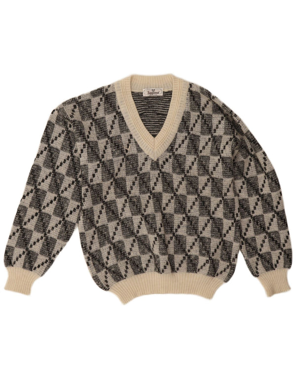 Suspense Herre V-hals sweater IT 50 Medium Sort Geometrisk Akryl