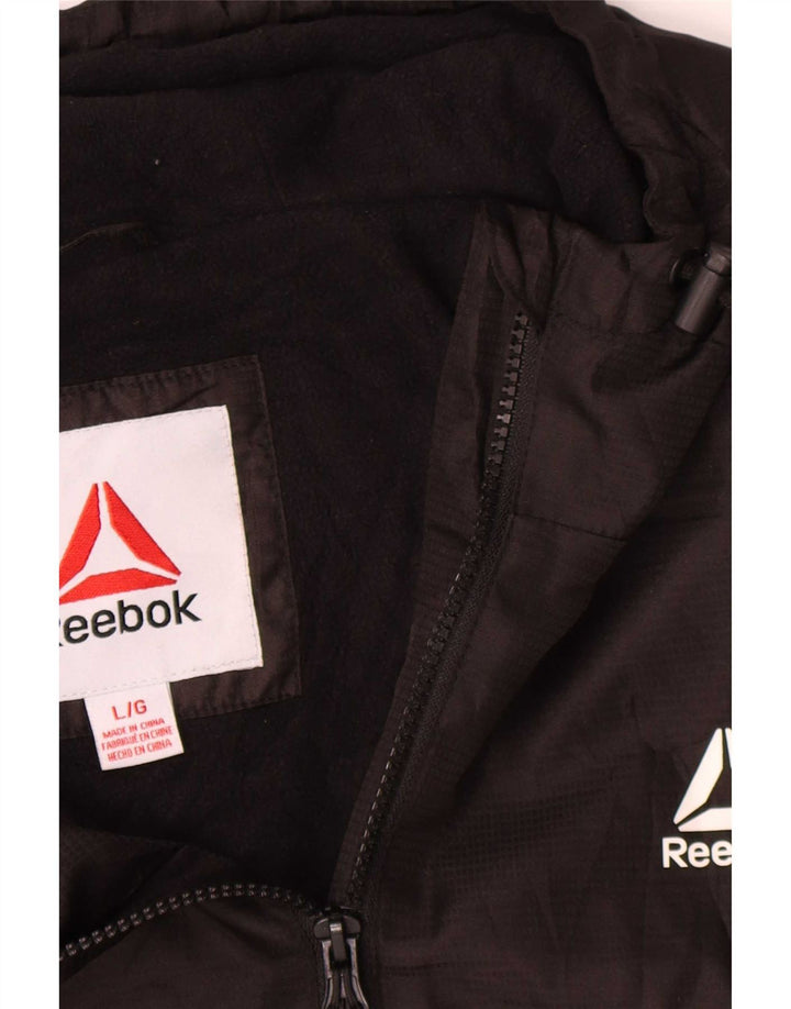 Reebok Herre Hooded Bomber Jacket UK 40 Large Black Polyester