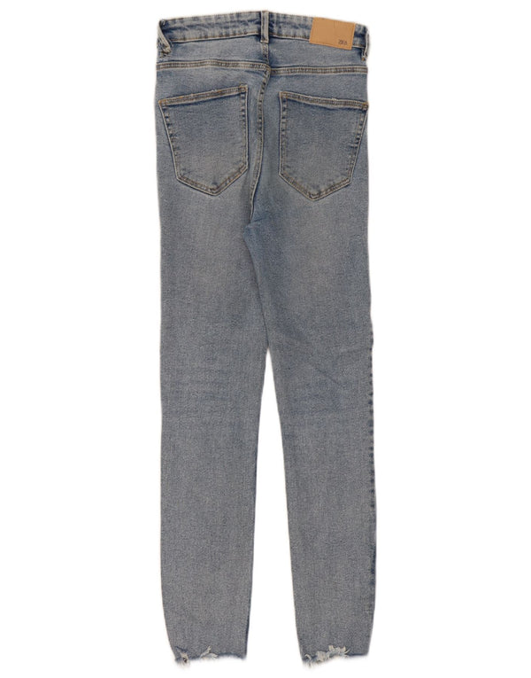 Zara Dame Distressed Skinny Jeans med høj talje EU 36 XS W26 L27 Blå