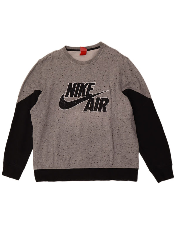 Nike grafisk sweatshirt til mænd XL Grå Colourblock Bomuld