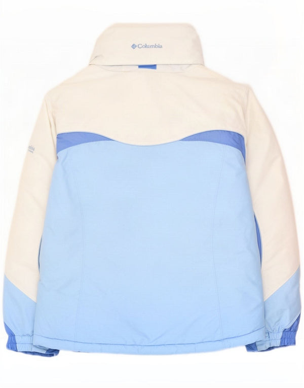 Columbia Pige Hætte Skijakke 14-15 År Blå Colourblock Nylon Sports