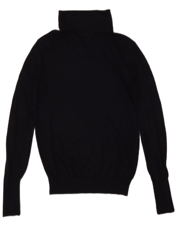 Zara Dame Roll Neck Jumper Sweater UK 12 Medium Navy Blue Modal