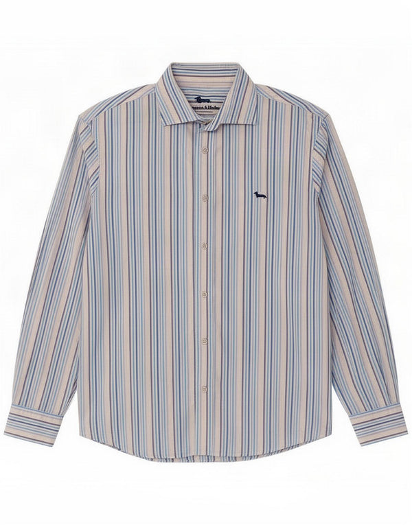 Harmont & Blaine Herre Narrow Fit skjorte 2XL Blå Stribet