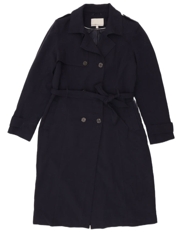 Oasis Womens Trench Coat UK 16 Large Navy Blue Polyester