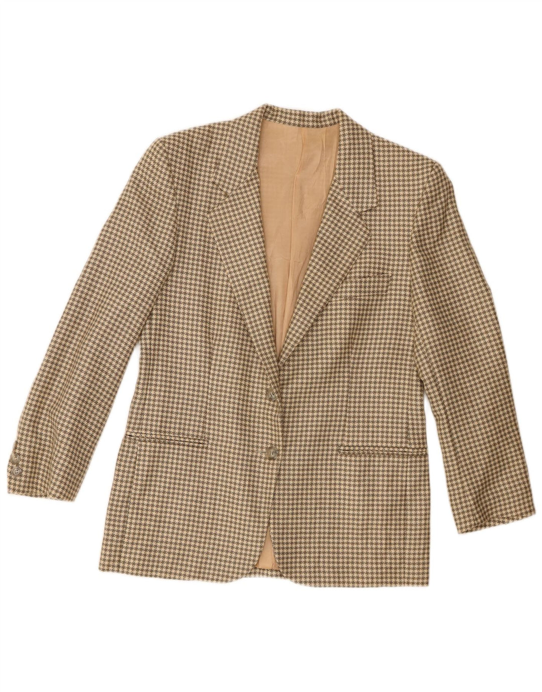 Anna Dame 2-knaps blazerjakke IT 44 Medium Beige Houndstooth Uld